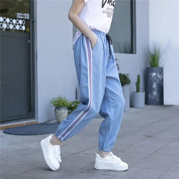 Летние женские джинсы оверсайз с высокой талией модные штаны для женщин и