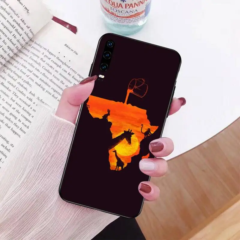 HPCHCJHM Africa Map Geography Painted Soft Silicone Black Phone Case for Huawei P30 P20 lite Mate 20 Pro P Smart 2019 prime | Мобильные