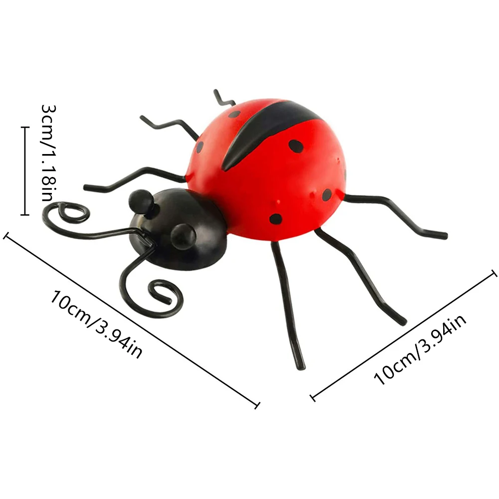 

Ladybug Wall Decoration 3D Insect Statue Countryside Style Metal Bumble Bee Ladybug Outdoor Wall Sculptures Fence Ornament