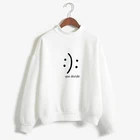 Женский свитшот со смайликом, свитшот с веселым или грустным лицом и смайликом, пуловер в стиле Харадзюку, уличная одежда fas