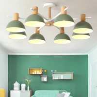 solid wood chandelier for living room bedroom iron color lampshade led chandelier lighting lustre home lamp