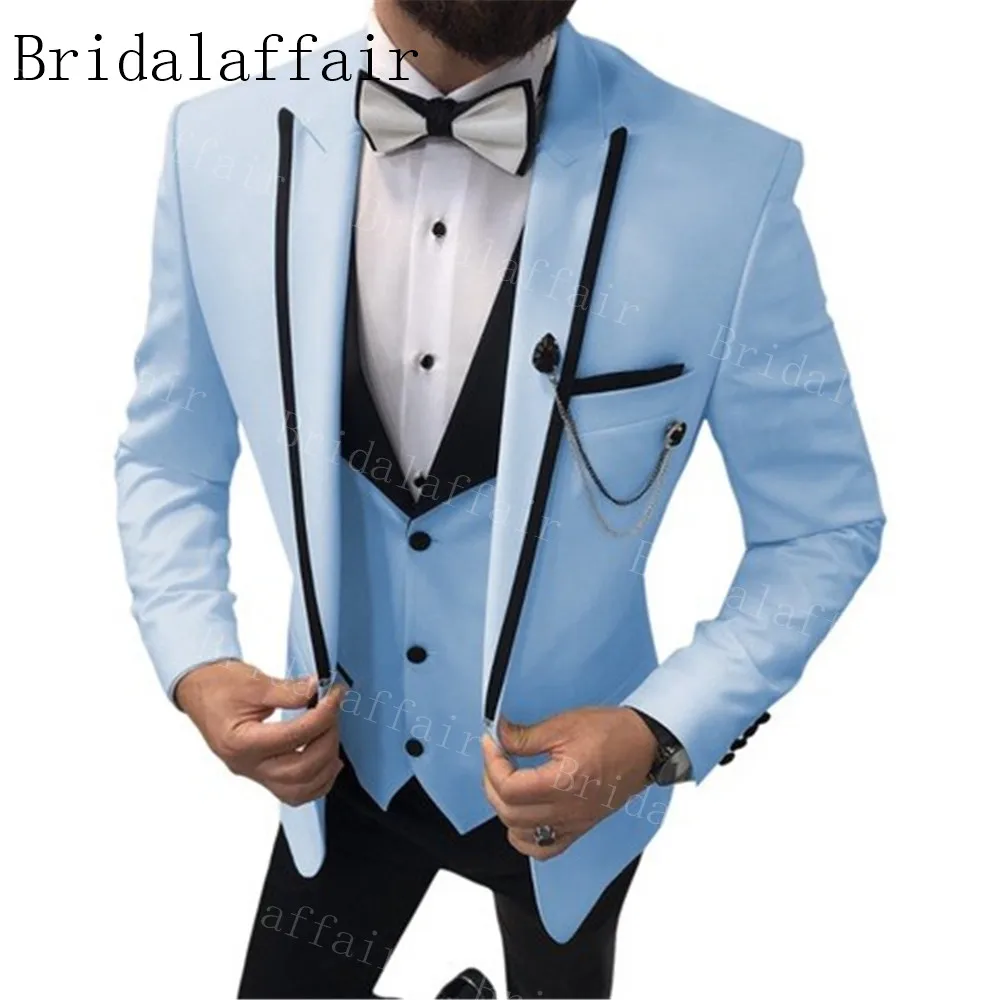 Индивидуальный пошив Розовые Костюмы Bridalaffair 2019 Черные смокинги с лацканами