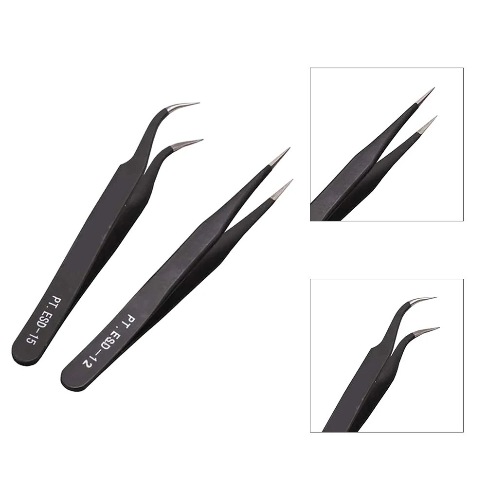 

2Pcs/Set Nail Clips Stainless Steel Nail Art Tweezers Rhinestones Gem Decor Nail Clamps Anti-static Manicure Tool