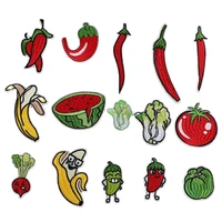 100pcslot embroidery patch fruit vegetable chili cabbage catch banana radish clothing decoration sewing accessory iron applique