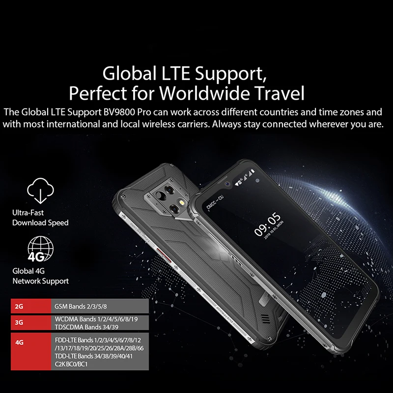 

Blackview BV9800 Pro Global First Thermal imaging Smartphone Helio P70 Android 9.0 6GB+128GB Waterproof 6580mAh Mobile Phone