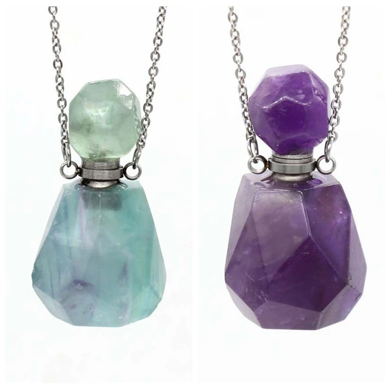 Парфюмерный флакон с натуральными драгоценными камнями ожерелье подвеской