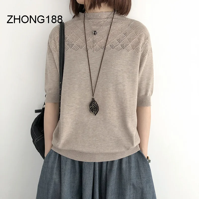 

Свитер женский, с вырезами, с коротким рукавом, в Корейском стиле