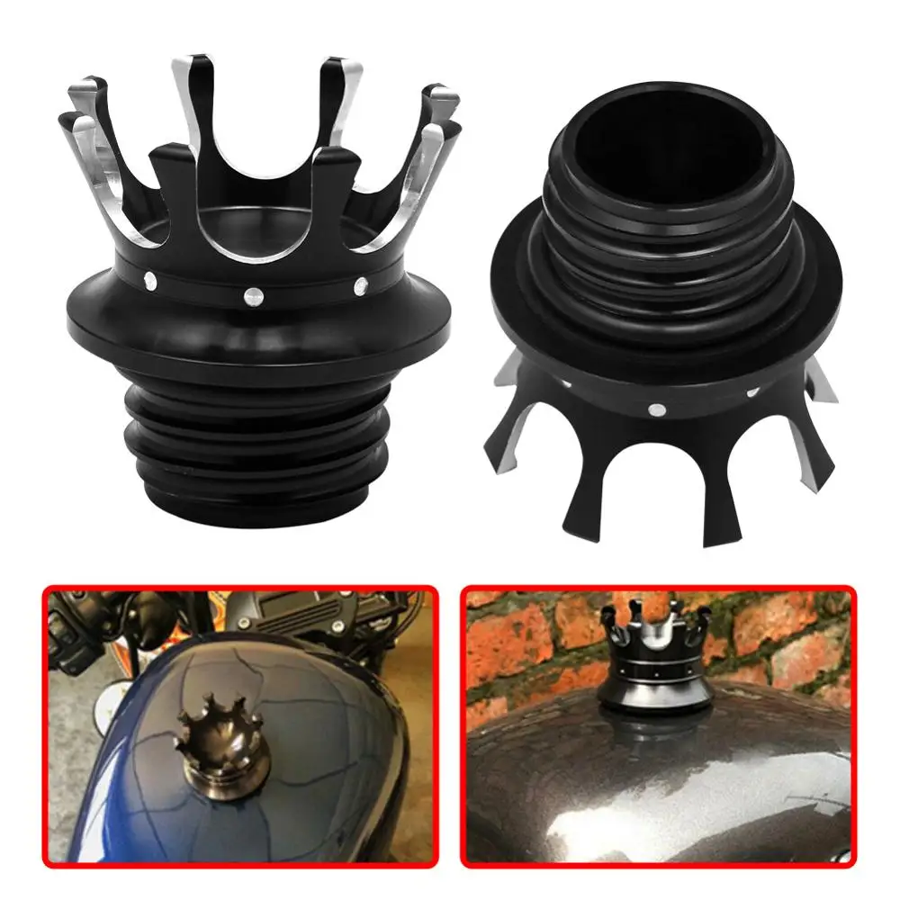 Motorcycle Gas Cap Crown Style CNC Flush Oil Fuel Tank For Harley Sportster XL 883 1200 Road King Dyna Softail FLST 96-2020 | Автомобили и