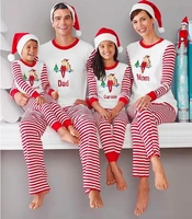 christmas parent child suit printing home service pajamas two piece autumn cotton round neck long sleeved casual striped letters