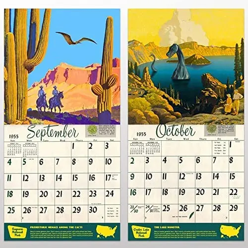 Calendario de monstruos del Parque Nacional para el hogar, calendario de pared colgante de historias alternas de animales, decoraci&oacute;n art&iacute;stica de la casa, 2022-5