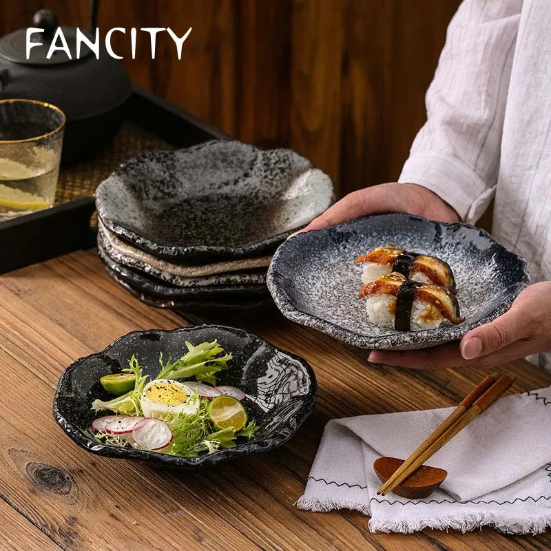 

Креативная Бытовая Керамическая тарелка FANCITY, японская посуда, тарелка для западной еды, тарелка для фруктов и салатов, тарелка для закусок ...