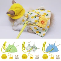 cute bunny vest harness outdoor leash set rabbit clothing suit button decor small pet kitten small animal clothes animal walking