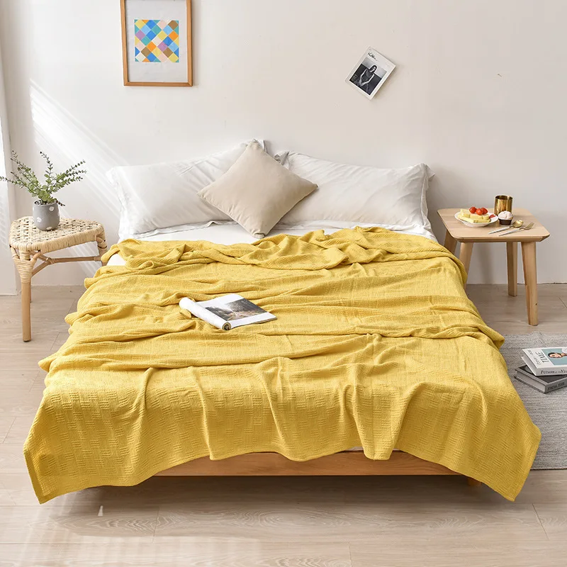 Плед вязаный однотонный для кровати дивана хлопка | Дом и сад