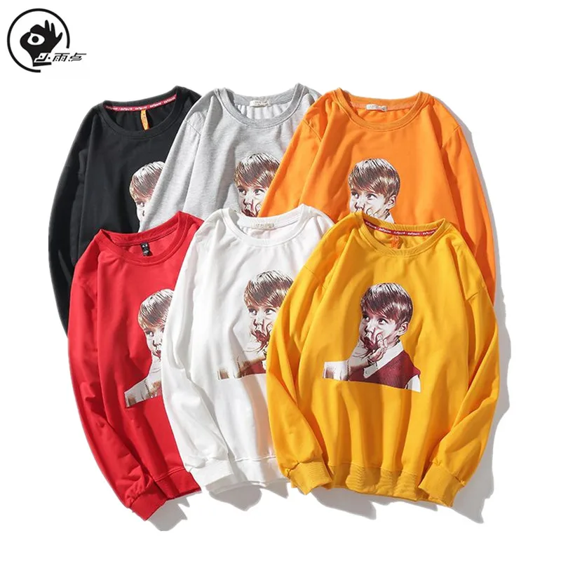 Маленькая капля дождя Забавный Детский принт круглый вырез Толстовка для мужчин