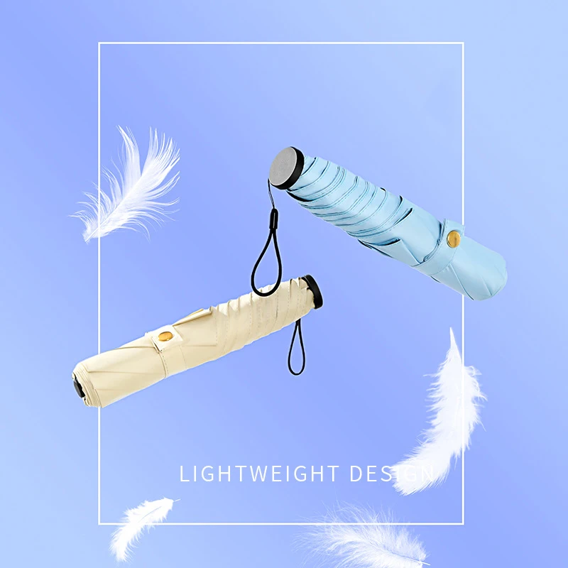 

116g Super Lightweight Umbrella Mini Umbrella Sun Rain Women Pencil Parasol Folding Sun Umbrella Small Size Easily Store Parasol