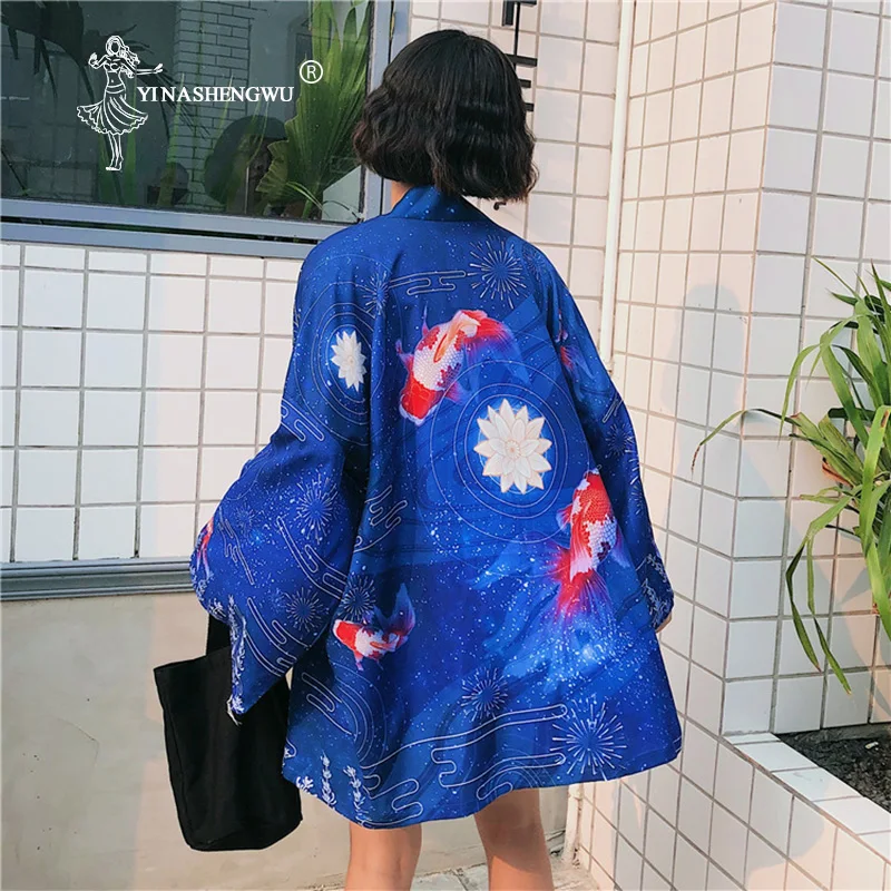 Yukata женское кимоно с поясом Блузка Новая мода кимоно блузка японский веер принт Женская рубашка Летний солнцезащитный Топ Япония Женщины
