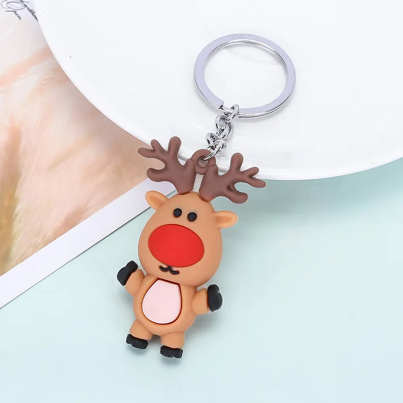 

Cartoon cute Key chain Santa Claus Keychain Car Soft Bag PendantChristmas KeyRing Elk Gift Doll Pendant Christmas present