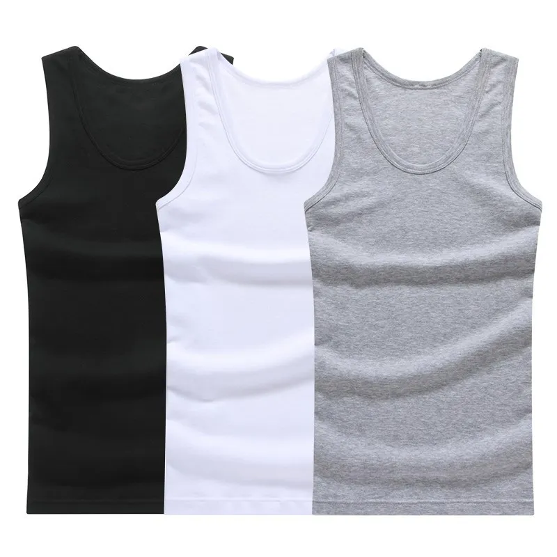 

Hot Sale 3pcs / 100% Cotton Mens Sleeveless Tank Top Solid Muscle Vest Undershirts O-neck Gymclothing Tees Whorl Tops