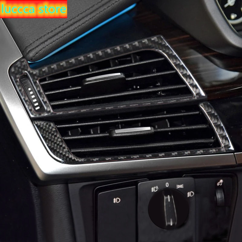 

Углеродное волокно для BMW X5 F15 E70 X6 F16 E71 Стайлинг автомобиля интерьер приборная панель боковой вентиляции Выходная крышка отделка наклейки а...