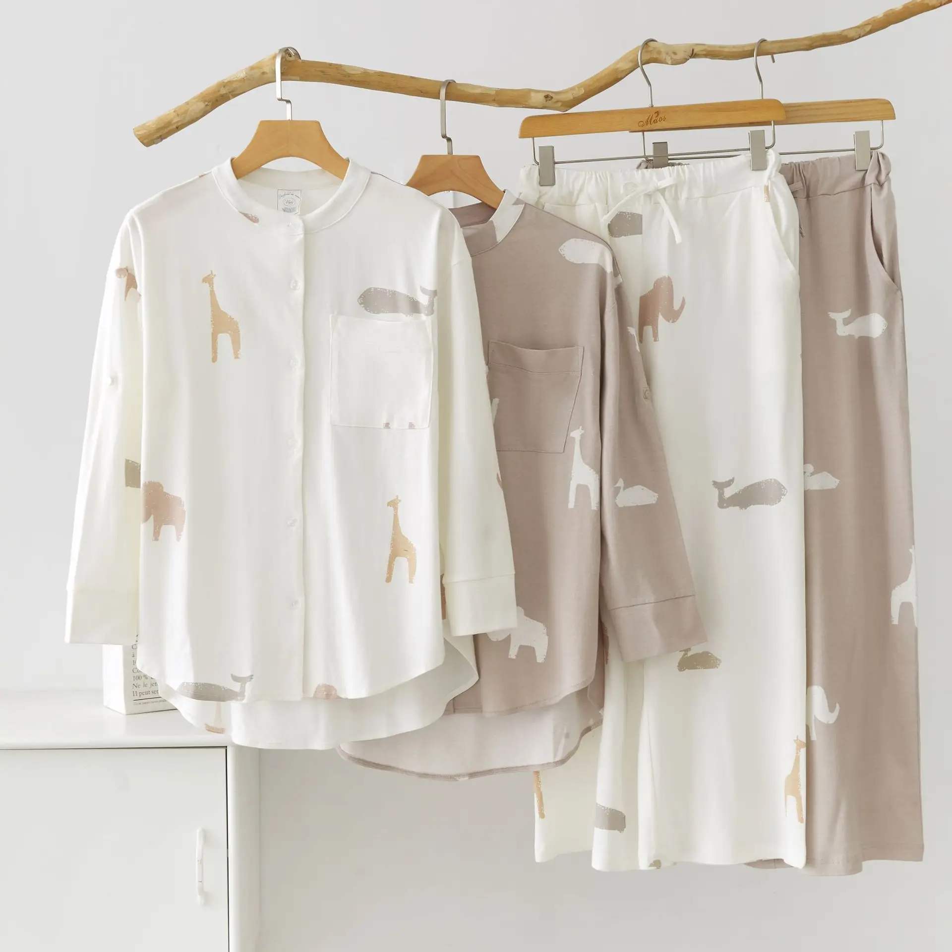 

Cute Printing Home Suit for Autumn and Winter Small Animal Printed Cotton Women Pajams Set Loose Home Wear Women Pajama Set