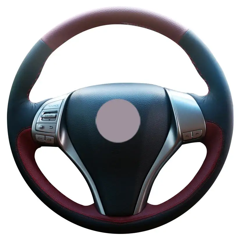 

DIY Non-slip Durable Red Leather Black Leather Car Steering Wheel Cover For Nissan Teana Altima 2013 -2016 X -Trail Qashqai Rogu
