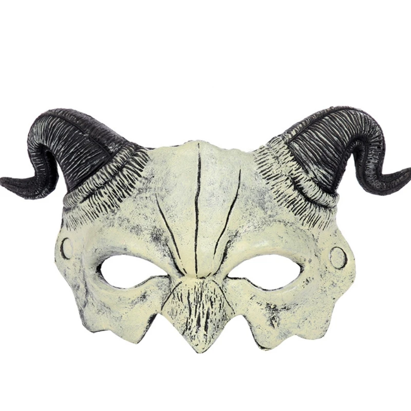 

Y1QD Cosplay Mask Half Face Mask Creepy Party Animal Mask Costume Novelty Halloween Costume Party Demon Head Mask