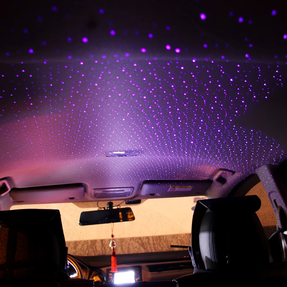 Потолочный светильник для крыши автомобиля USB звездное небо синий фиолетовый