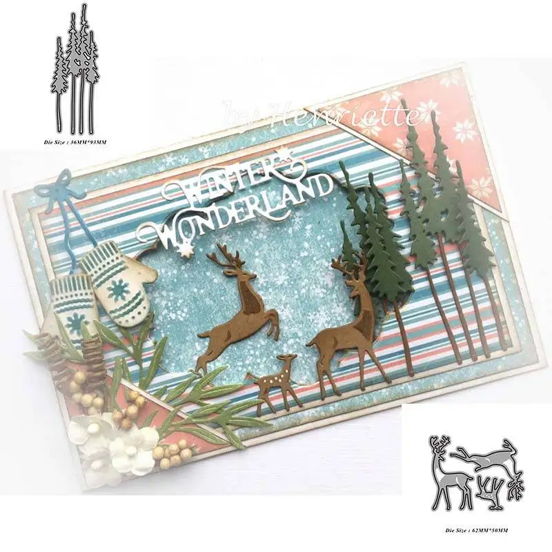DIY cutting die Christmas Elk Tree Metal Cutting Dies Embossing Scrapbooking Stencil Craft Cut For Card Handmade | Дом и сад
