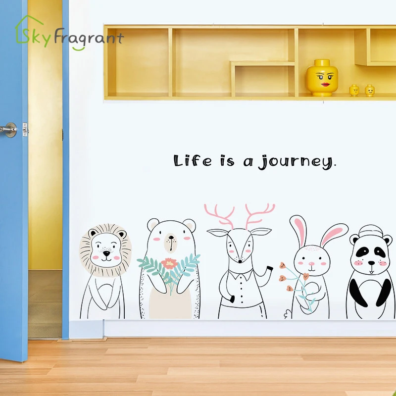 

Animal Baseboard Self Adhesive Wall Stickers For Kids Room Bedroom Living Room Background Wall Decoration Home Decor Sticker