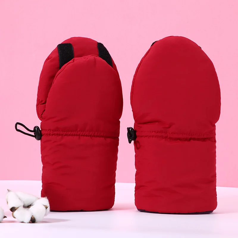 

New Autumn Winter Baby Cart Gloves Windproof Thickened Cashmere Children's Car Handle Warm Gloves Tight Button Warm