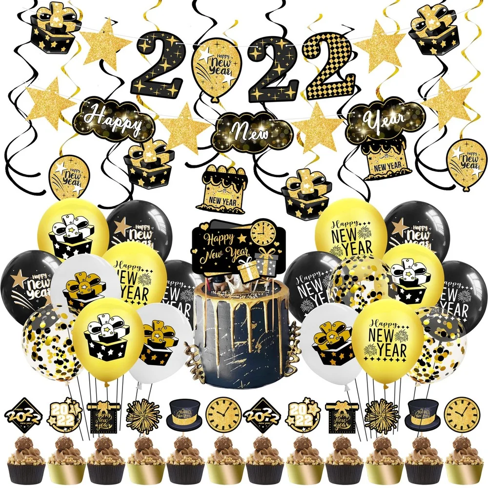 

Navidad 2022 Happy New Year Party Decorations Balloons Gold Silver Number Foil Balloons Helium Globos New Year Eve 2022 Decor