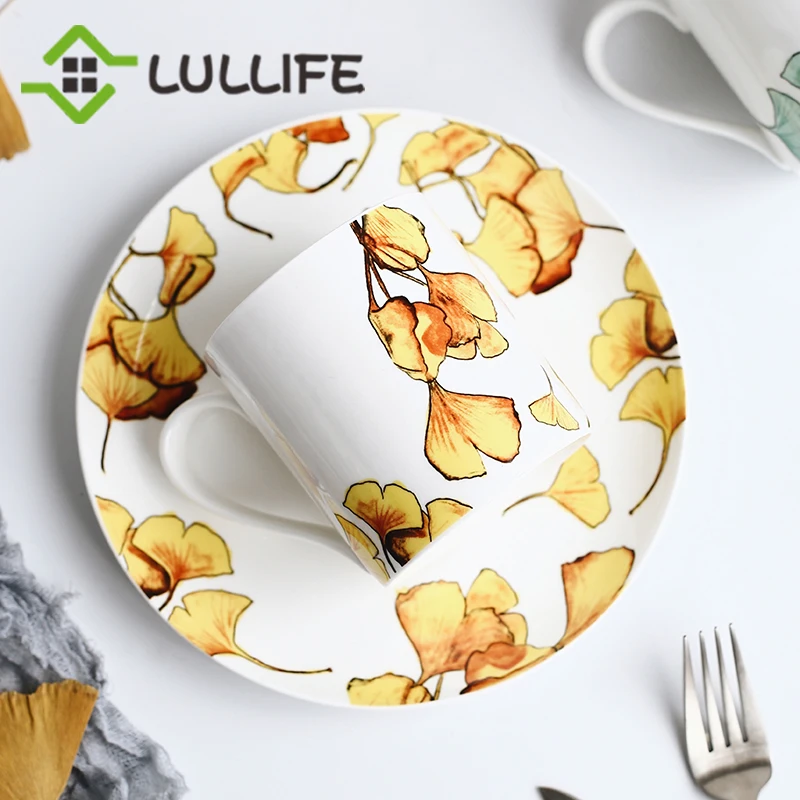 8 дюймов креативный гингко лист Китай костяная обеденная тарелка столовая посуда