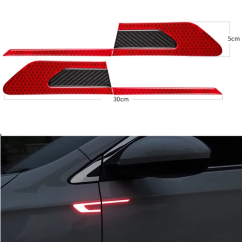 

2Pcs/Set Car Reflective Safety Warning Strip Tape Car Bumper Reflective Strips Secure Reflector Stickers Decals