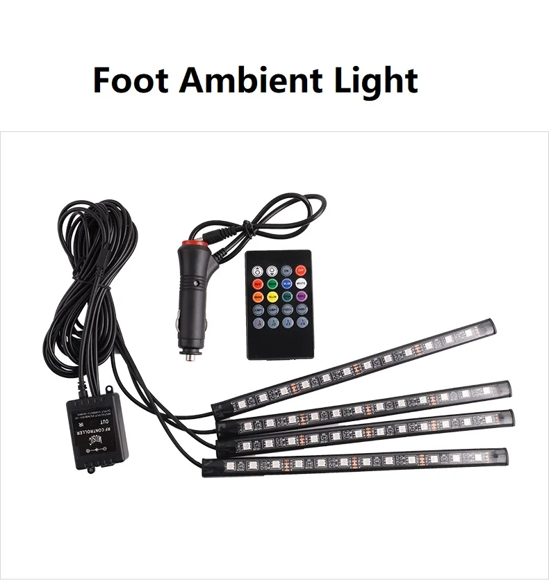 

Led Car Foot Ambient Light With USB Cigarette Lighter Backlight Music Control RGB Auto Interior Decorative Atmosphere Lights