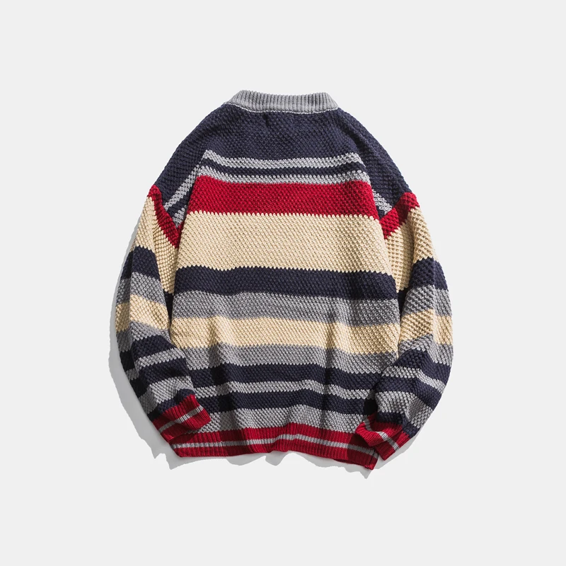 Повседневные мужские свитера в стиле ретро акриловые полоску с круглым вырезом