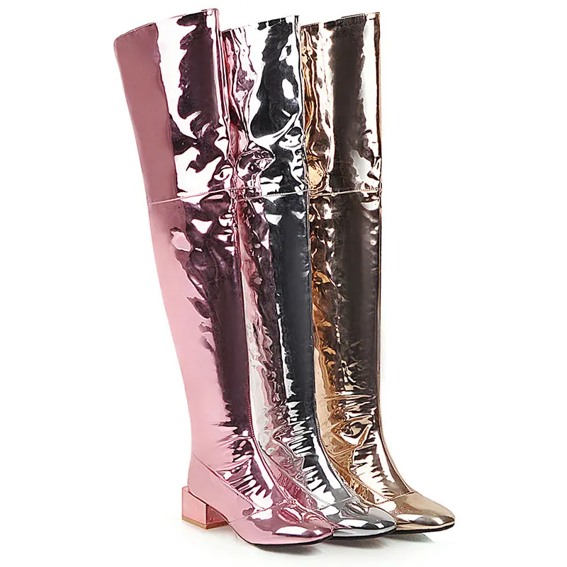 Женские ботфорты с квадратным носком на молнии перекрестной шнуровкой|Ботфорты|