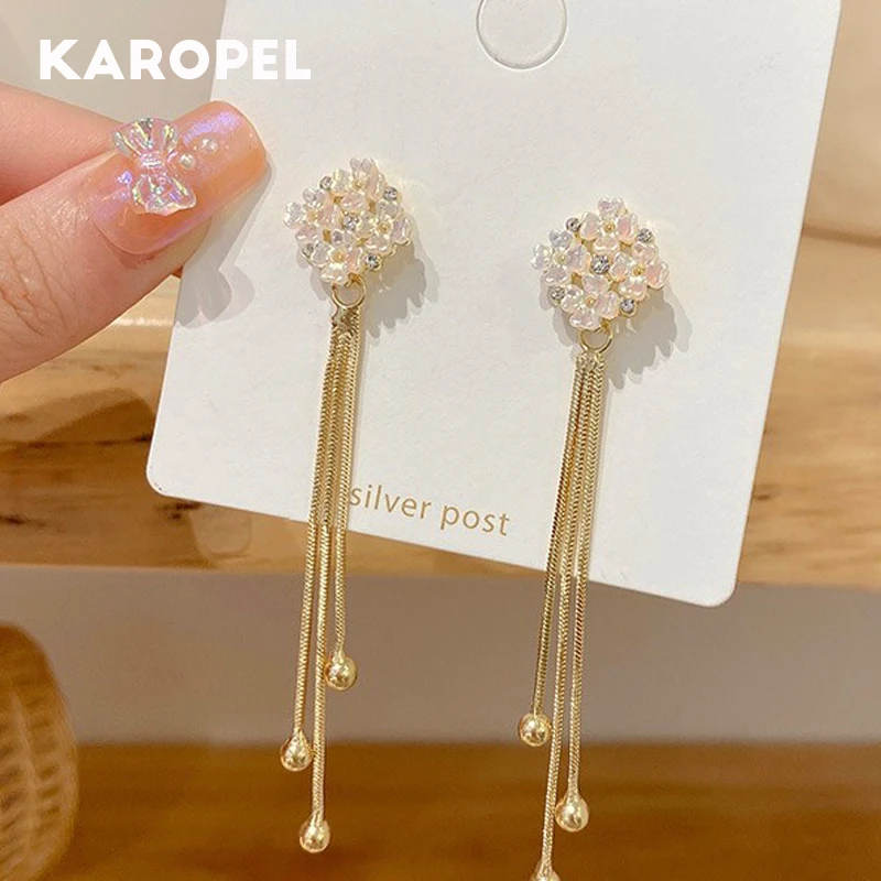 

Женские длинные серьги Стразы из серебра 925 пробы с кристаллами