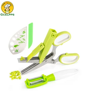 herb scissors kitchen herb peeler potato peeler stainless steel 5 blade herb scissors for kitchen vegetables rosemary herb salad free global shipping