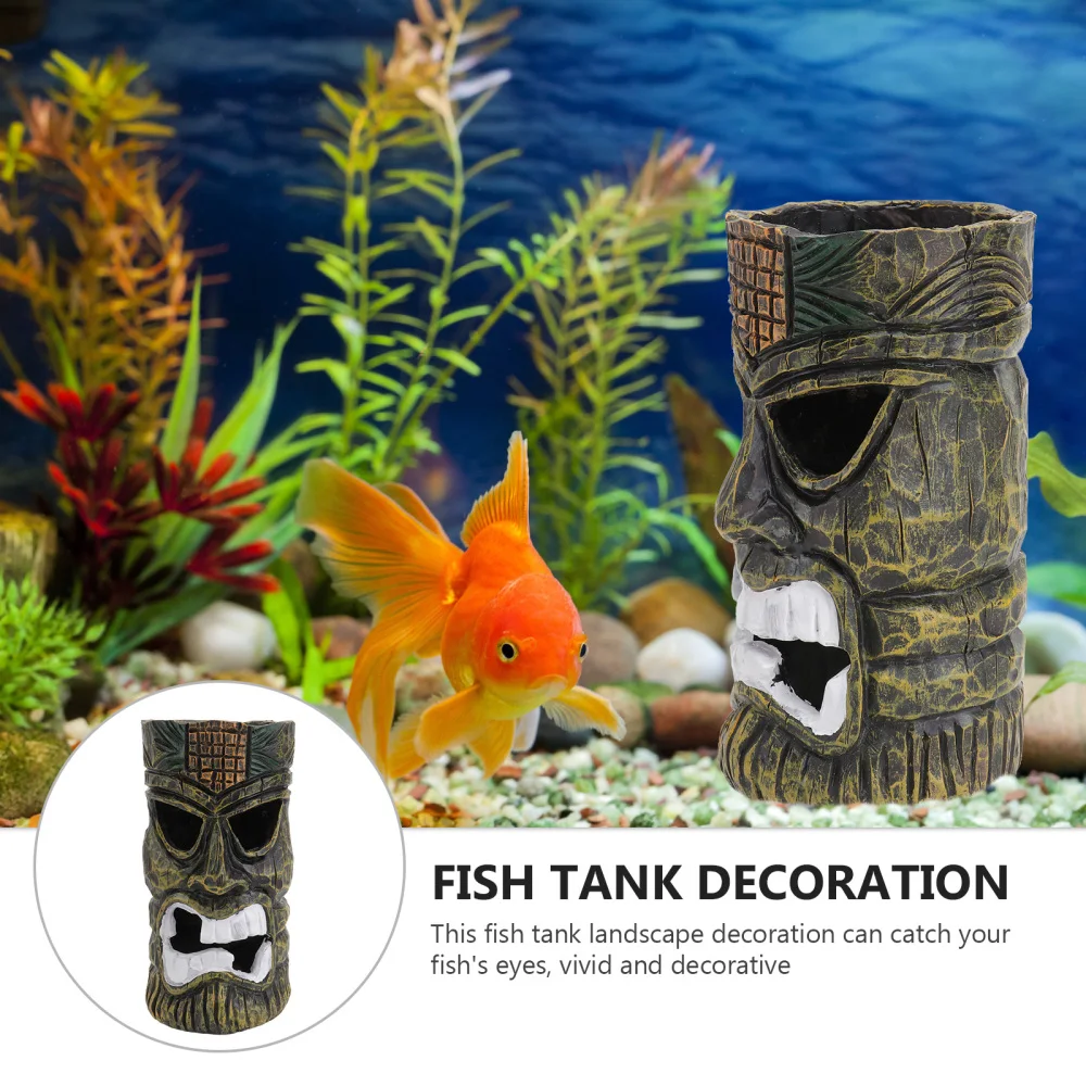 

1PC Fish Tank Landscape Decoration Resin Reptile Hiding Cave Crafts (Coffee)