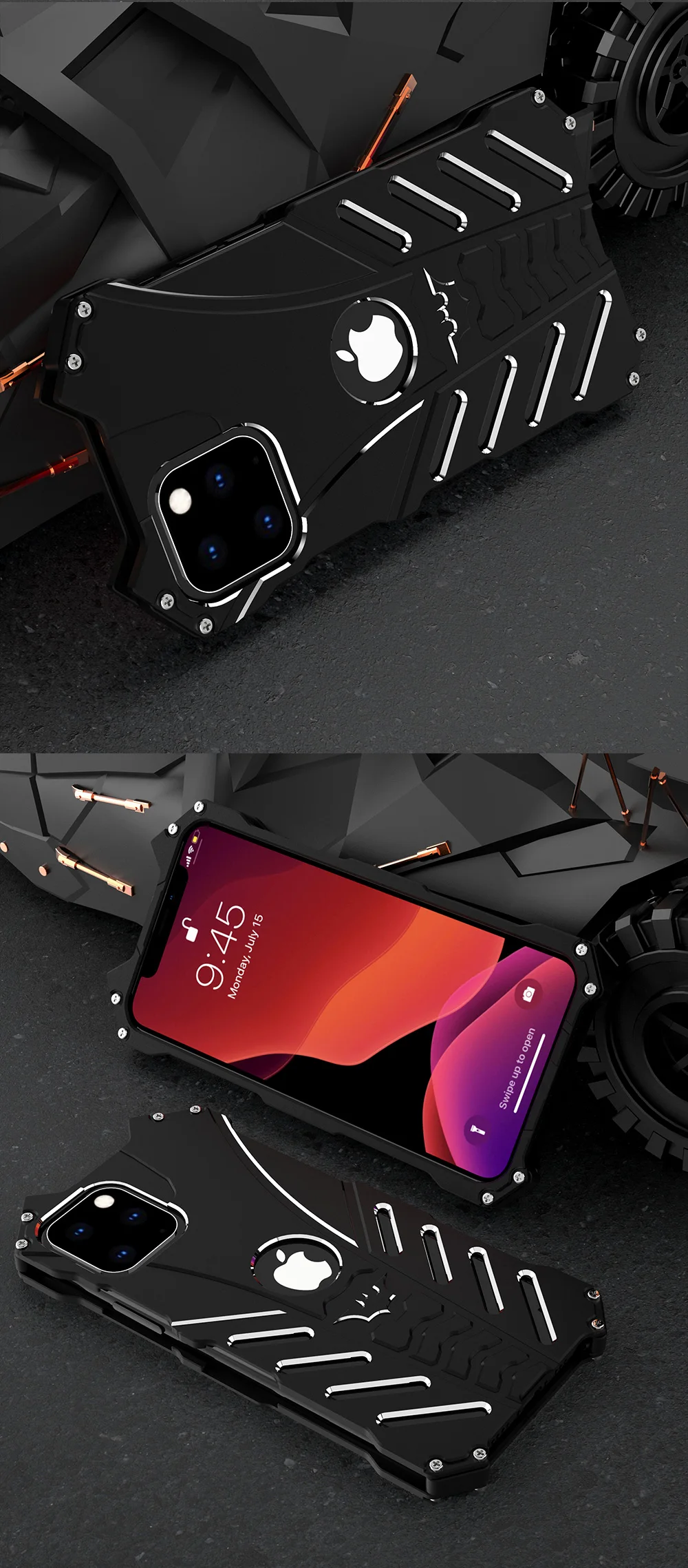 Металлические чехлы для телефонов серии «летучая мышь» для Apple iphone 11, чехол для iphone 11 pro max, Алюминиевый металлический корпус, теплоотвод+ ремни
