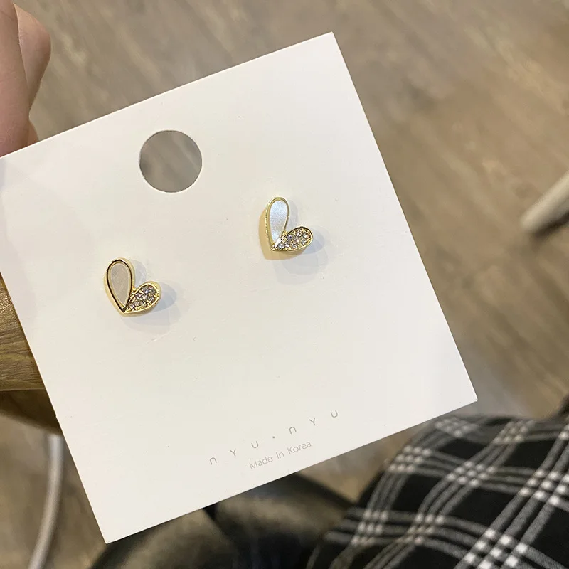 

S925 Silver Needle Retro Love Color Earrings Matching Diamond Mini Small And Cute Drip Earrings Simple And Versatile Earrings