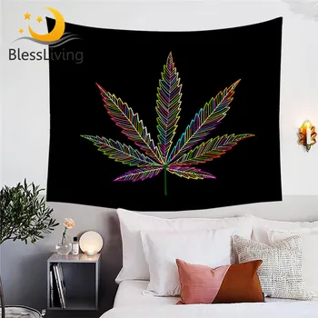 BlessLiving Maple Leaf Tapestry Colorful Wall Hanging Fall Autumn Tree Leaf Bedroom Decor Stunning Black tapisserie Wall Carpet 1
