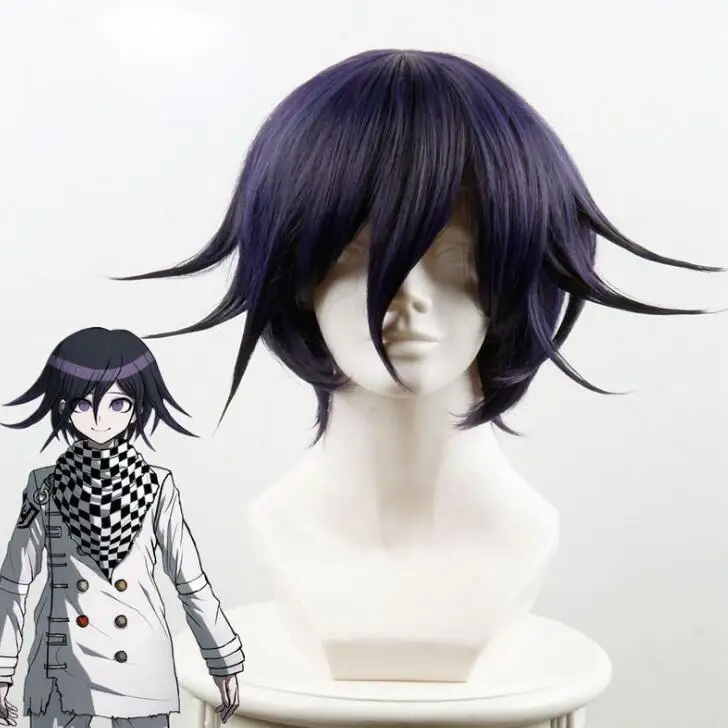 

Anime Danganronpa V3: Killing Harmony Ouma Kokichi Short Purple Ombre Heat Resistant Hair Cosplay Wigs + Wig Cap