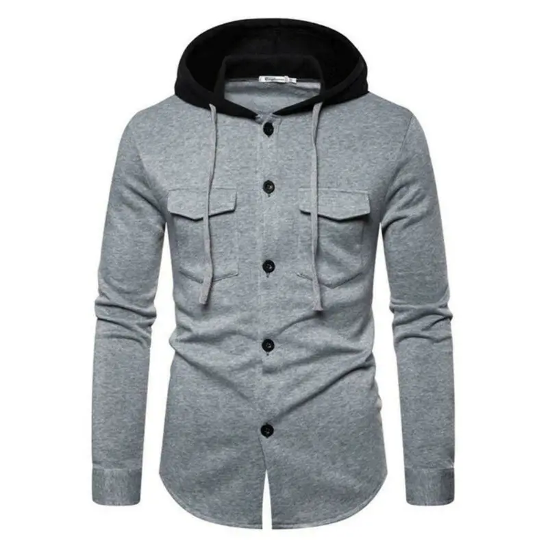 Мужская одноцветная толстовка на молнии Классическая зимняя с капюшоном куртка