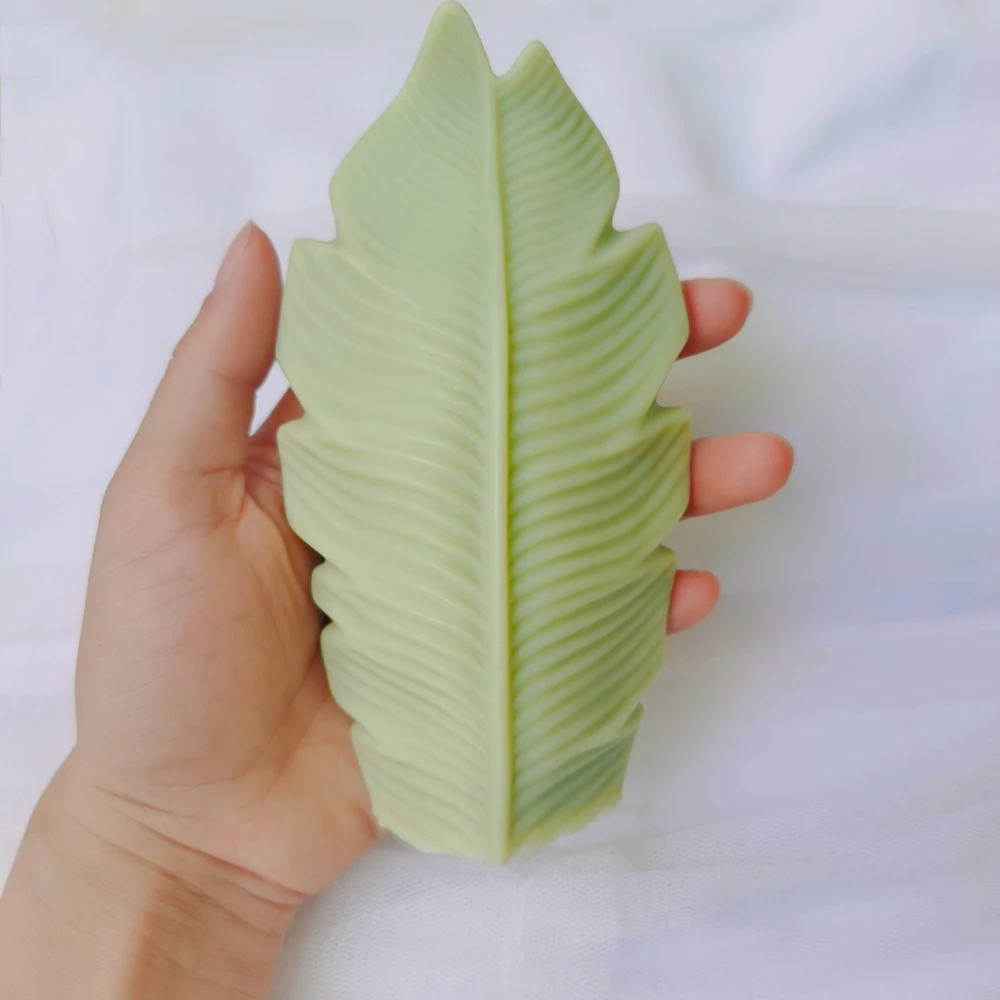 Molde de vela con forma de hoja &uacute;nica 3D, molde de vela de silicona para yeso de aromaterapia-5