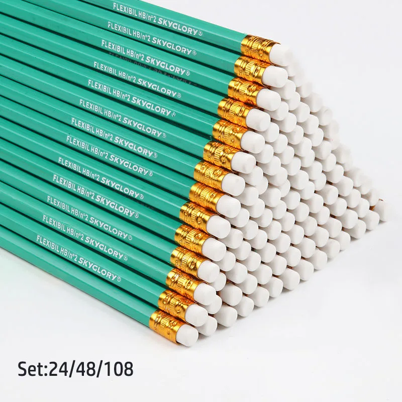 24/48/108Pcs /Lot Sketch Pencil Wooden Lead Pencils HB Pencil With Eraser Child Drawing Pencil School Writing Sketch Stationery