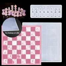 Crystal Chess Silicone Molds Kits International Chess Pieces Checkers Checkerboard UV Epoxy Resin Mould For Diy Handmade Tools