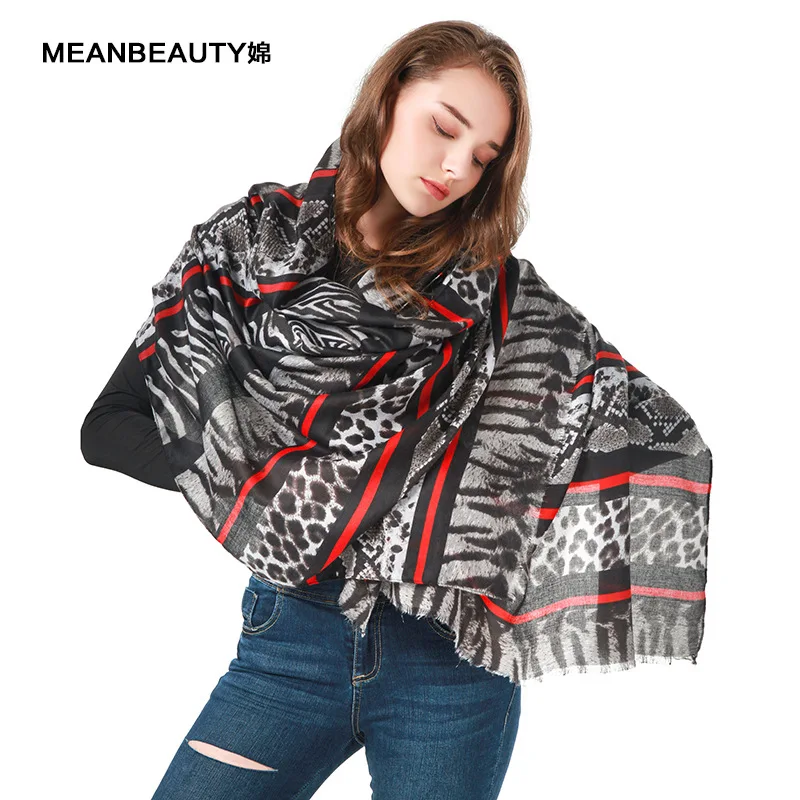 

2021 осень и зима теплый точечный женский шарф с леопардовым змеиным принтом дизайнерский брендовый головной платок с животным принтом шаль