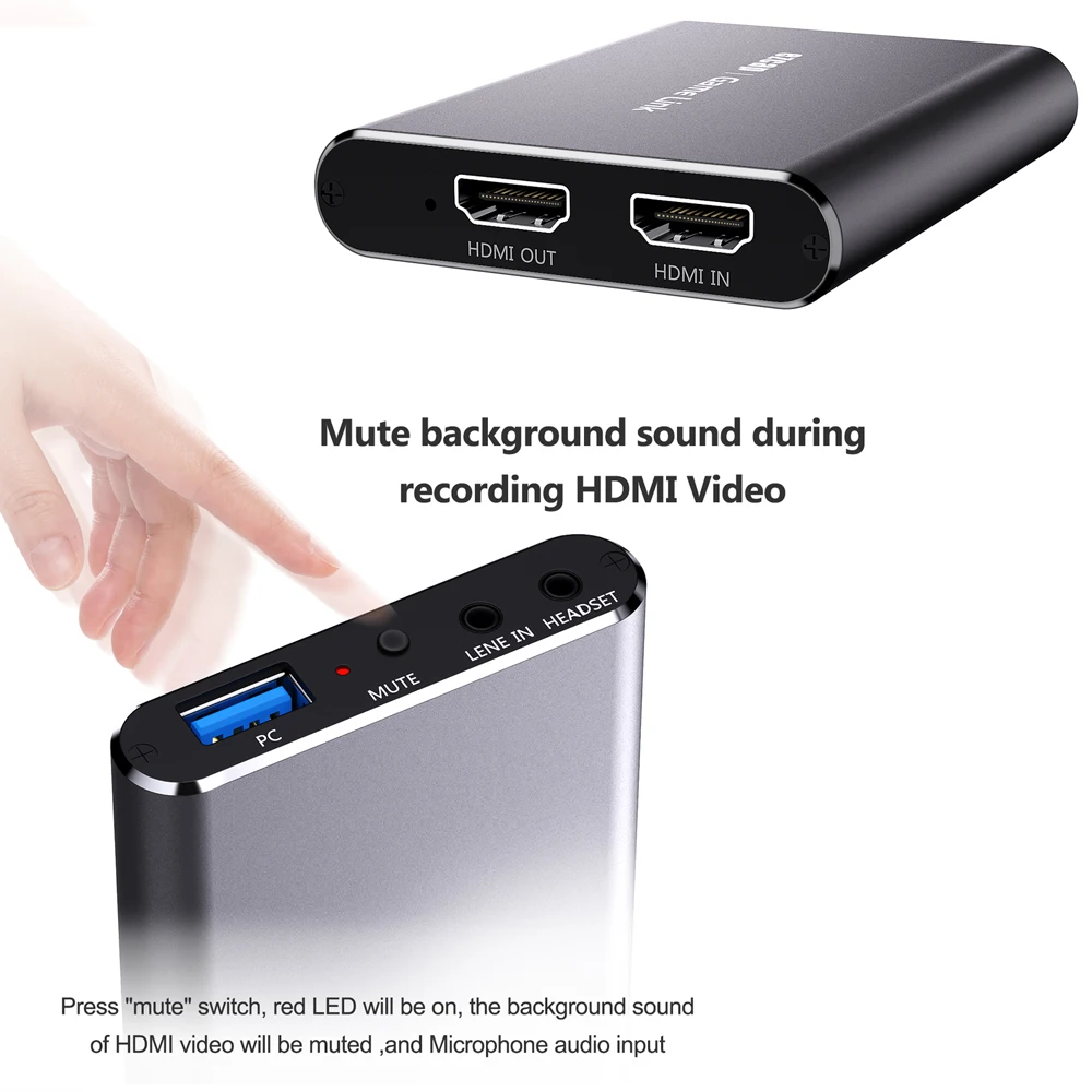 

Карта захвата видео 4K 60 Гц HDMI Loop USB 2,0 для PS3 Xbox переключатель для записи телефонных игр 1080P 60fps ПК живой потоковый микрофон с голосовым входом