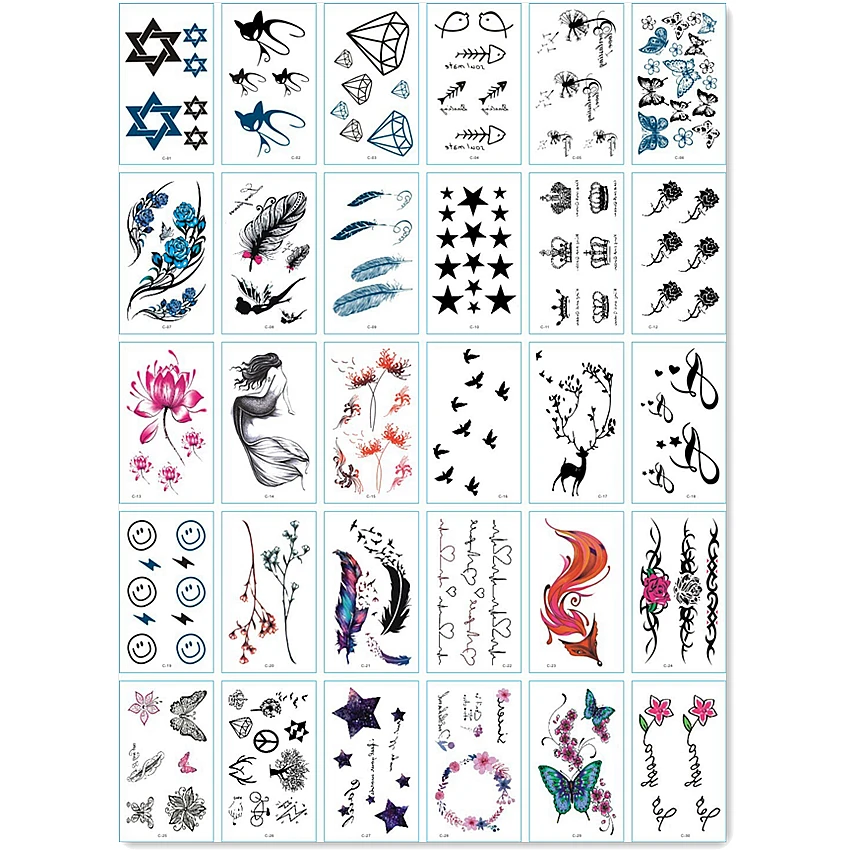 

30PCS ornament Fashion Women Girl boys Temporary Tattoo Sticker Full Flower Arm Body Art Big Large Fake Tattoo Sticker